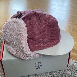 Maison Me Pink Sherpa Winter Ear Flap Hat- toddler medium